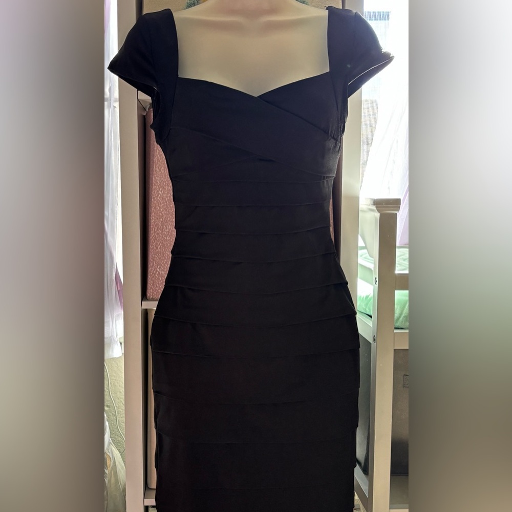 White House Black Market One Shoulder Black Dress